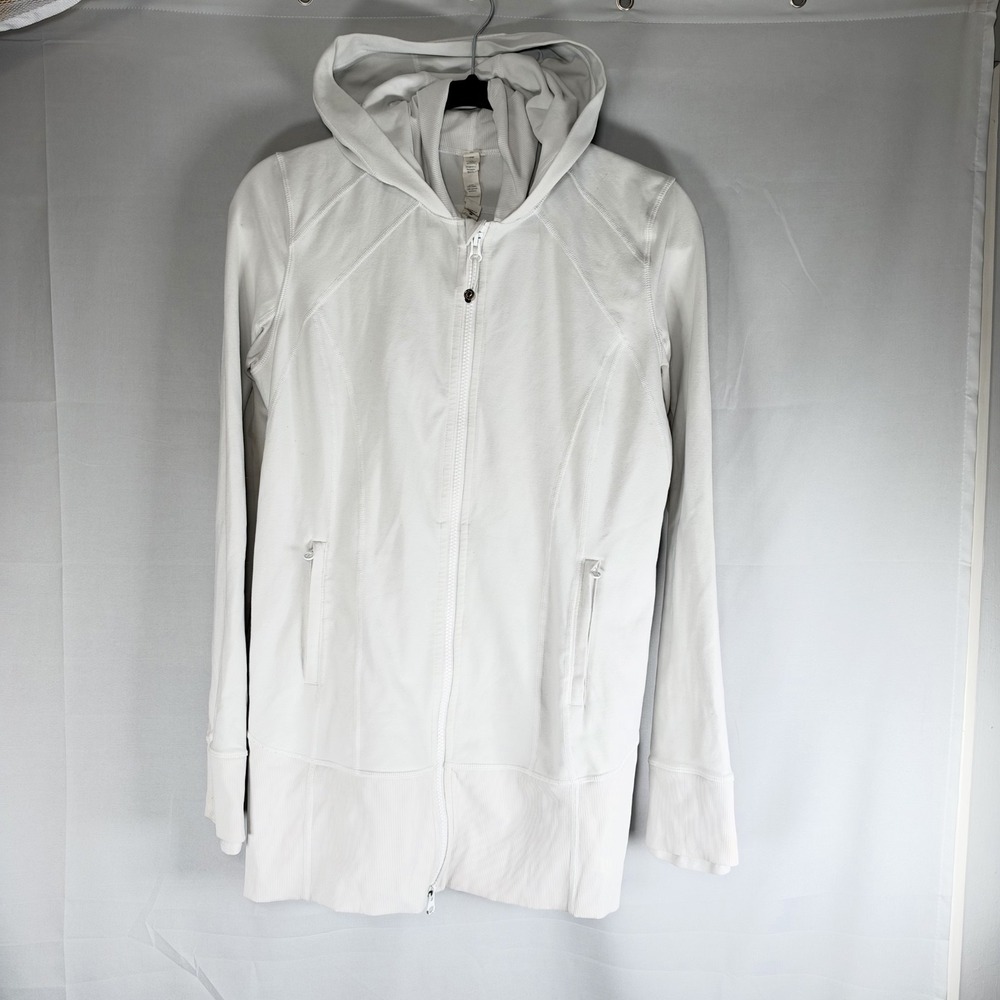 Lululemon Stride Jacket White Full Zip Hooded Yoga Running / Womens 10